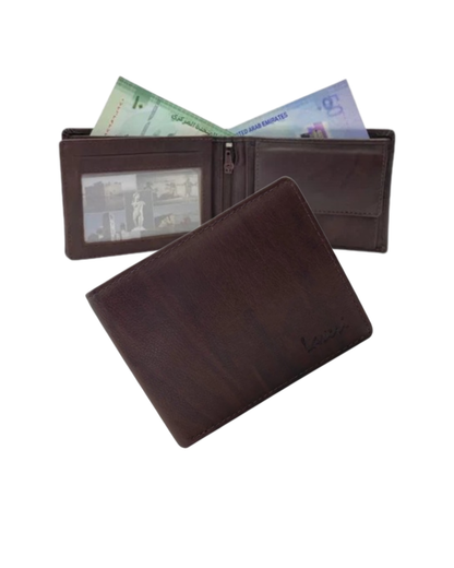 Smooth Leather Card & Coin Billfold Wallet # 911
