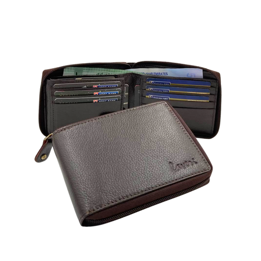 Pebble Texture 14 - 16 Card Billfold Full Zip Wallet # 1013Z