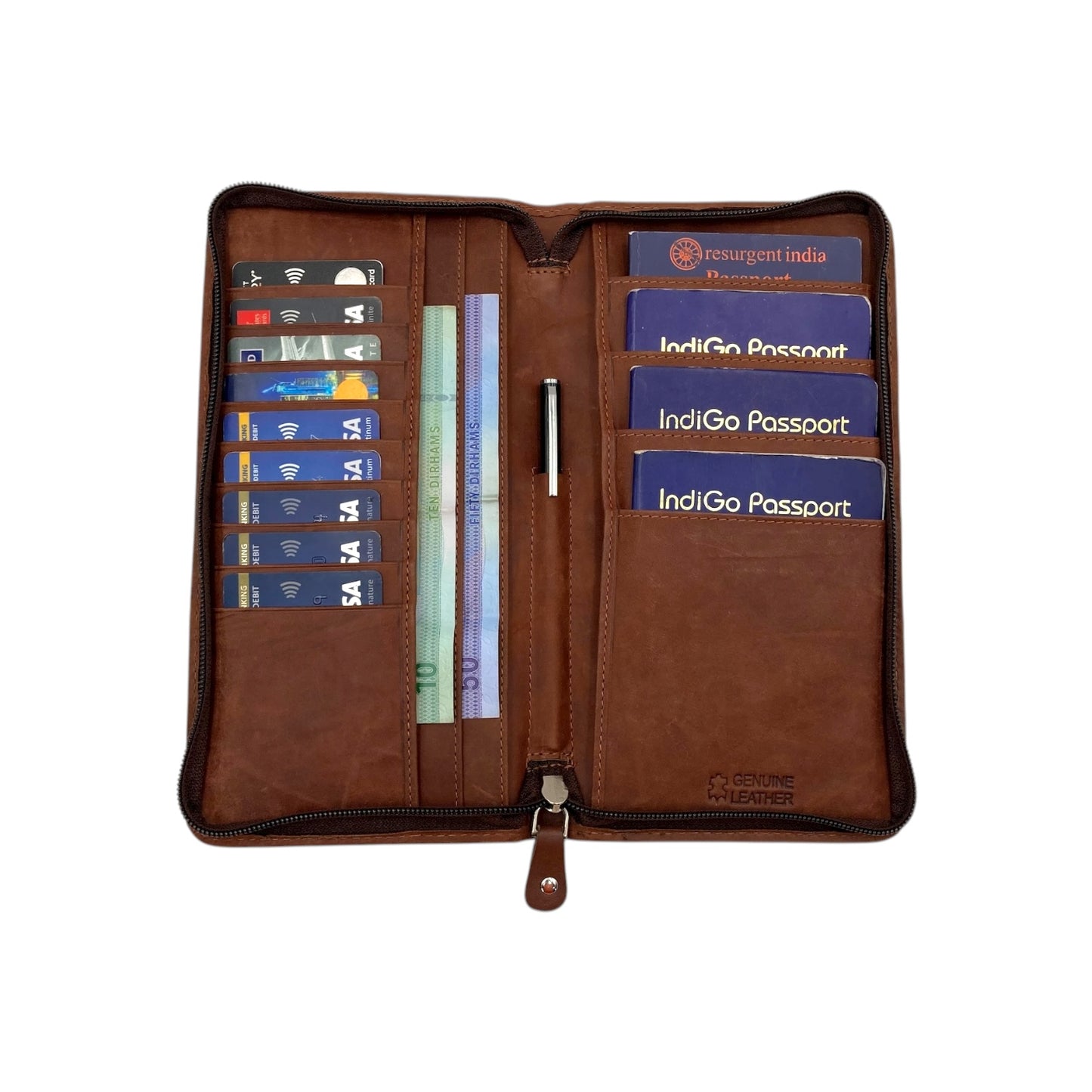 Vintage Premium Leather Family Passport Wallet # 1672Z