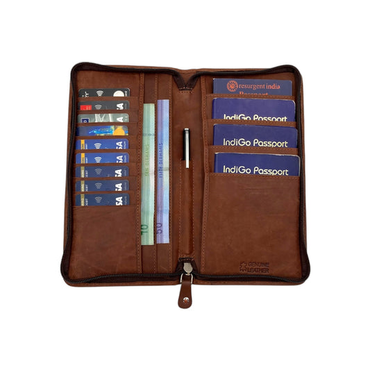 Vintage Premium Leather Family Passport Wallet # 1672Z