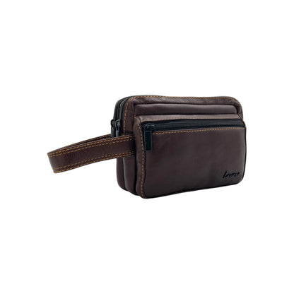 Hand Pouch, Wash Bag, Toiletry, Genuine Leather # 2040SH