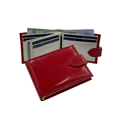 Men's Waterproof Bifold Leather Wallet with ID Window & Card Slots (White & Red Edition) #892AL [PLAIN]