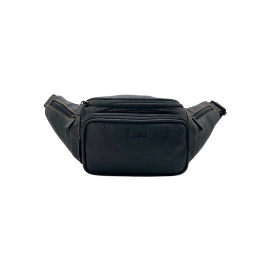 Classic Leather Belt Bag with Three Zippers – Sling Bag for Men & Women ,Belt pouch, Leather Waist Bag  # 2178