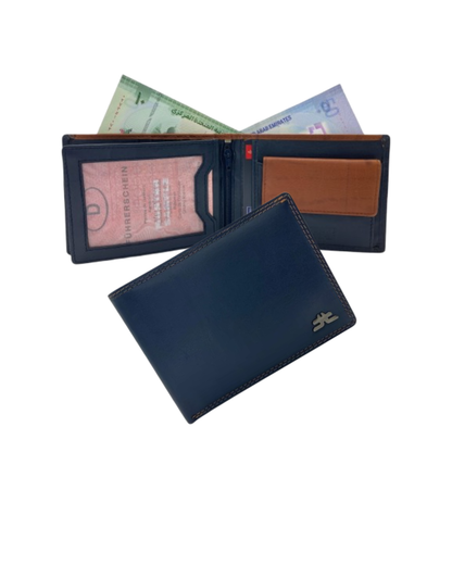 Smooth  Leather Card & Coin Billfold Wallet # 1909