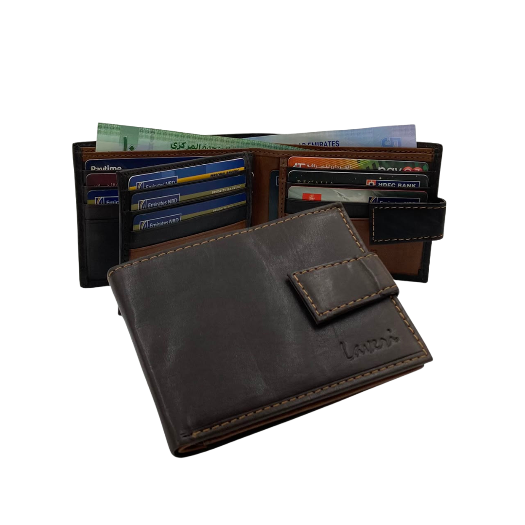 Mens Genuine Leather Mens wallet Leather Lined Bi fold Wallet For Men # 1326L