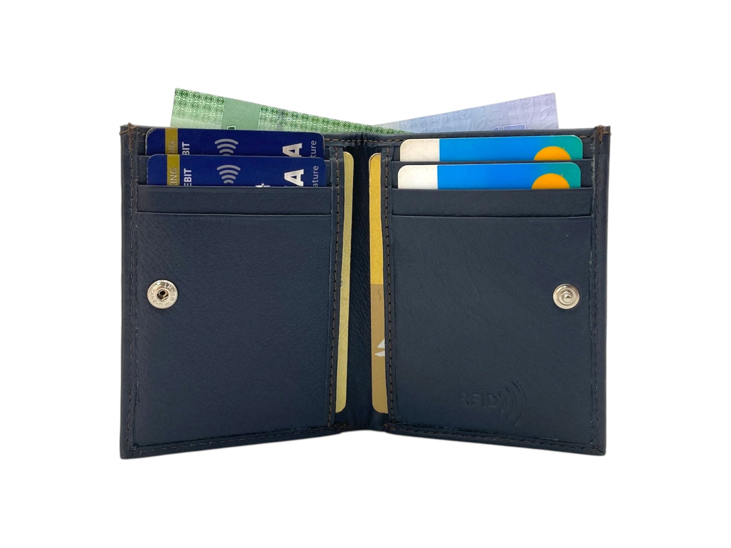 Slim Bifold Inside Button Card & Cash Wallet # RFID 1977L