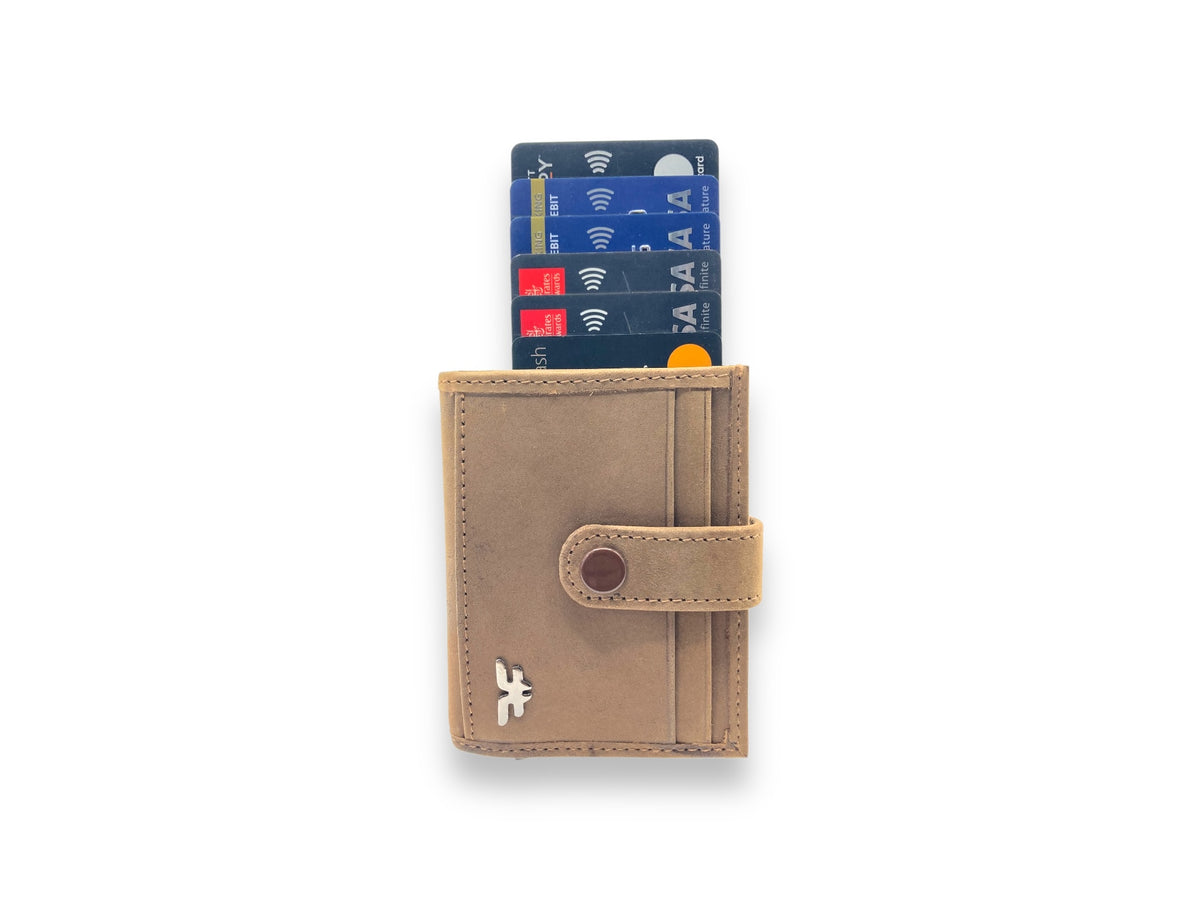 Smart Pop-Up Metallic Card Holder Bi-Fold Wallet in Leather # 4029C.Box