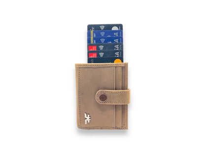 Smart Pop-Up Metallic Card Holder Bi-Fold Wallet in Leather # 4029C.Box