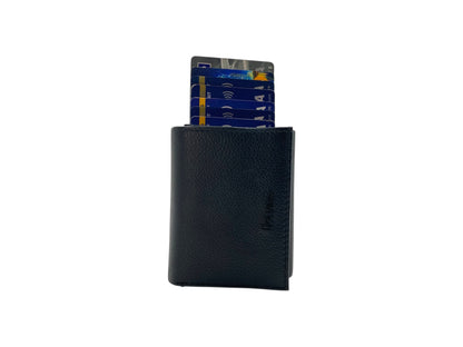 Smart Pop-Up Metallic Card Holder Tri-Fold Wallet in Leather # TRI 4523.NEW-ELASTIC