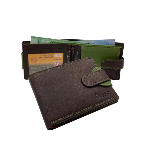 Antq, Smooth Leather Wallet Inside Leather Lining # 911C