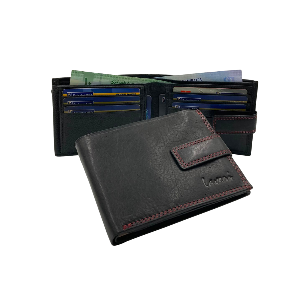 Mens Genuine Leather Mens wallet Leather Lined Bi fold Wallet For Men # 1013L