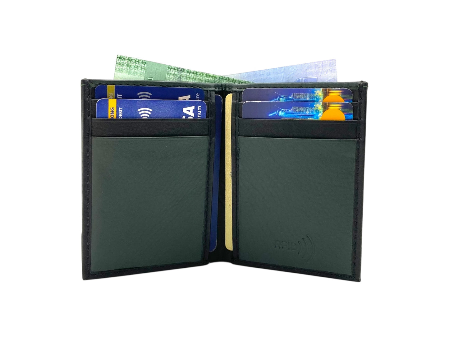 Slim Bifold Cards & Cash Wallet # RFID 1977