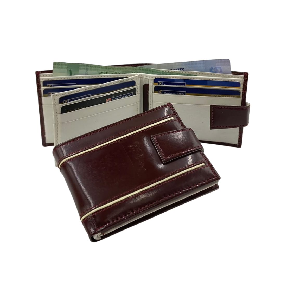 Classic Men's Waterproof Bifold Leather Wallet with Flip ID Window #1728L (D.L.)