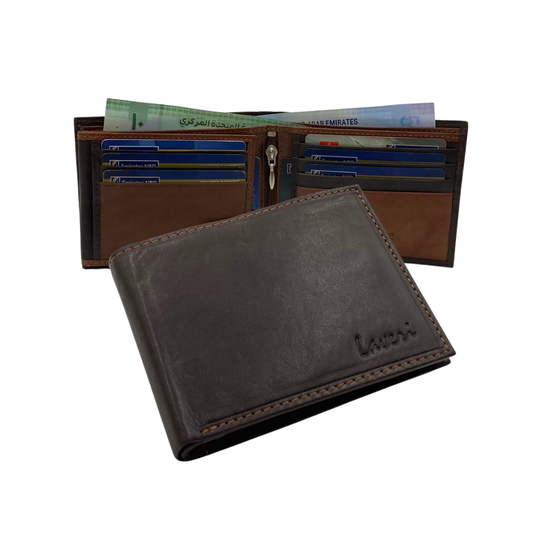 Antq, Smooth Leather Wallet Inside Leather Lining # 1013