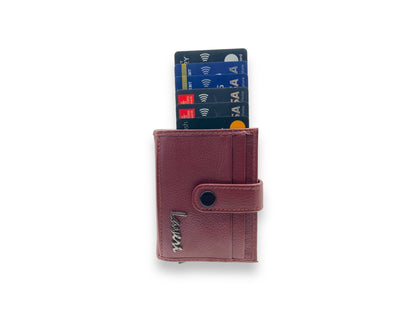 Smart Pop-Up Metallic Card Holder Bi-Fold Wallet in Leather # 4029C.Box