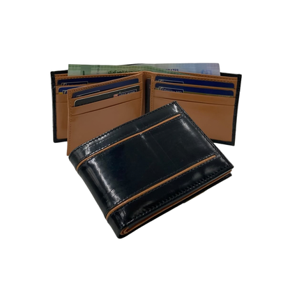Classic Men's Waterproof Bifold Leather Wallet with Flip ID Window #1728 (D.L.)