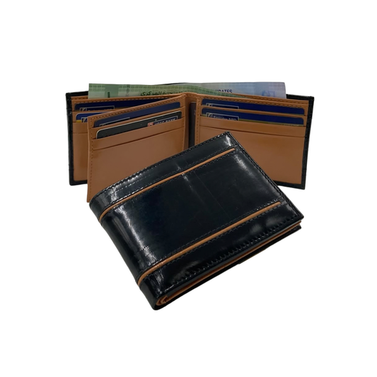 Classic Men's Waterproof Bifold Leather Wallet with Flip ID Window #1728 (D.L.)