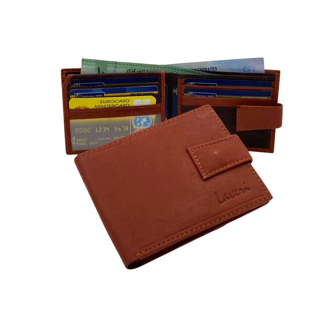 Mens Genuine Leather Mens wallet Leather Lined Bi fold Wallet For Men # 1981L