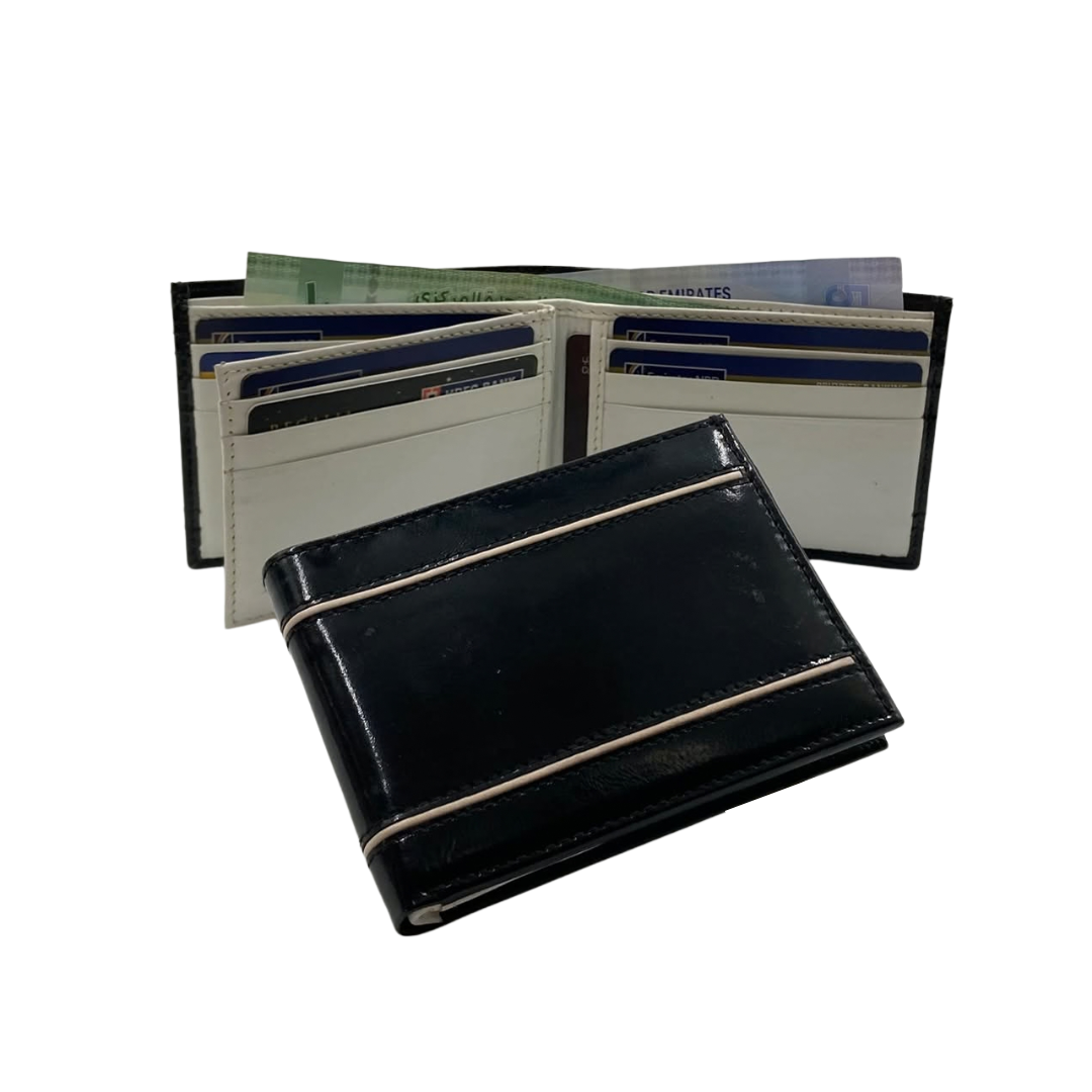 Classic Men's Waterproof Bifold Leather Wallet with Flip ID Window #1728 (D.L.)