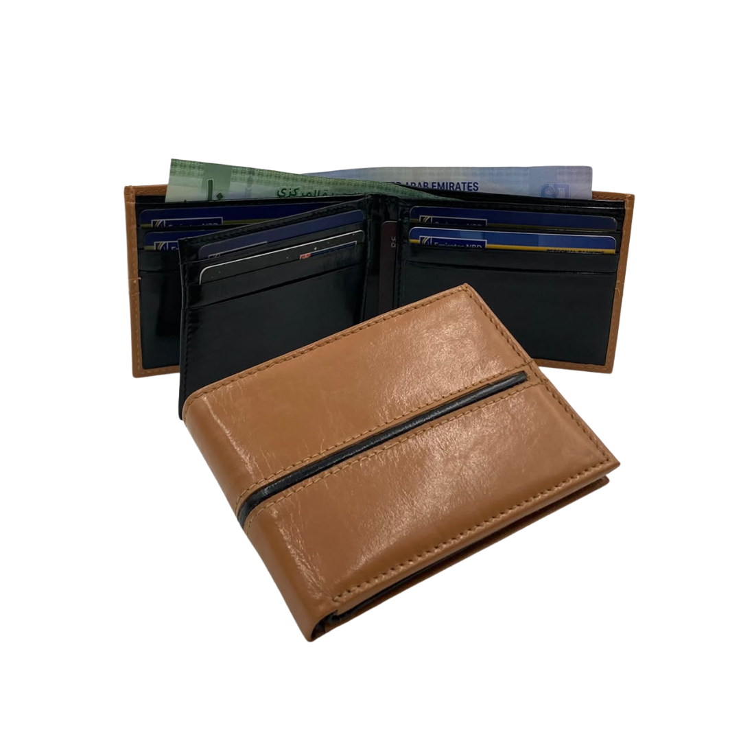 Classic Men's Waterproof Bifold Leather Wallet with Flip ID Window #1728