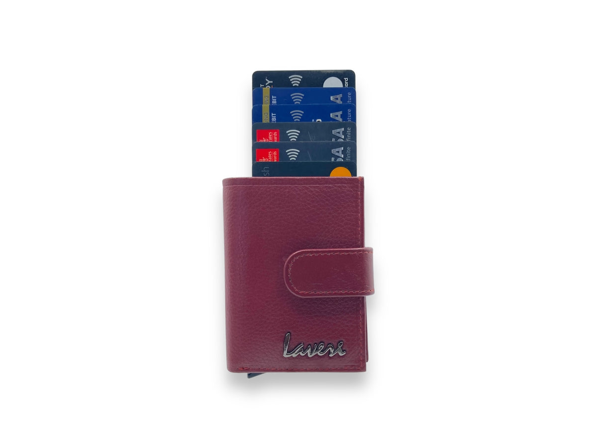 Smart Pop-Up Metallic Card Holder Bi-Fold Wallet in Leather # 4525