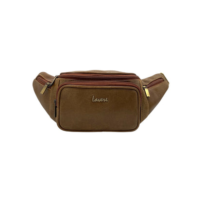 Classic Leather Belt Bag with Three Zippers – Sling Bag for Men & Women ,Belt pouch, Leather Waist Bag  # 2178