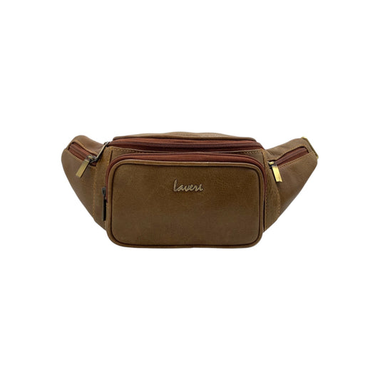 Classic Leather Belt Bag with Three Zippers – Sling Bag for Men & Women ,Belt pouch, Leather Waist Bag  # 2178
