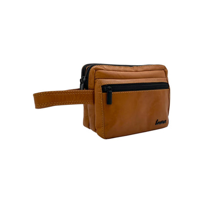 Hand Pouch, Wash Bag, Toiletry, Genuine Leather # 2040SH