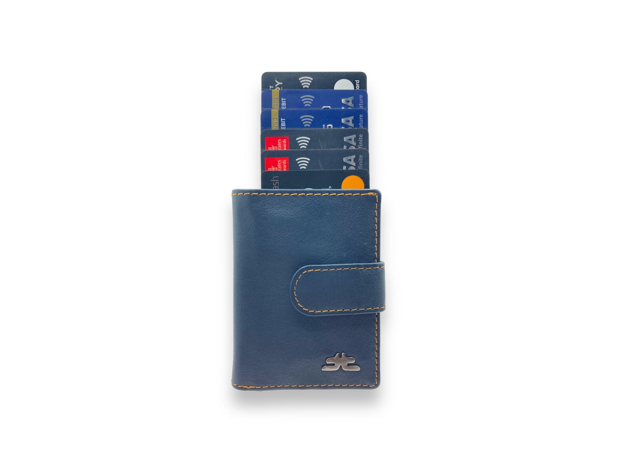 Smart Pop-Up Metallic Card Holder Bi-Fold Wallet in Leather # 4525