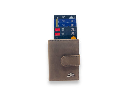 Smart Pop-Up Metallic Card Holder Bi-Fold Wallet in Leather # 4525