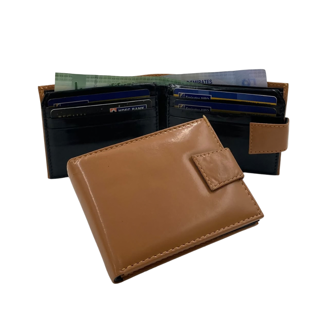 Classic Men's Waterproof Bifold Leather Wallet with Flip ID Window #1729 L