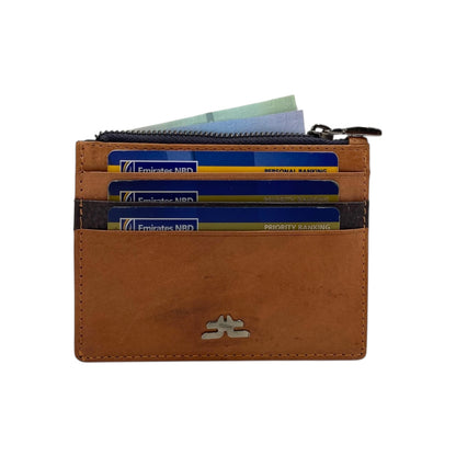 Slim Top Zipper Cards Holder Genuine Leather # 4505