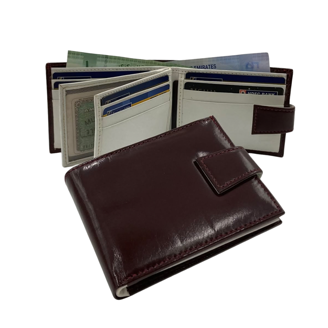 Classic Men's Waterproof Bifold Leather Wallet with Flip ID Window #892L
