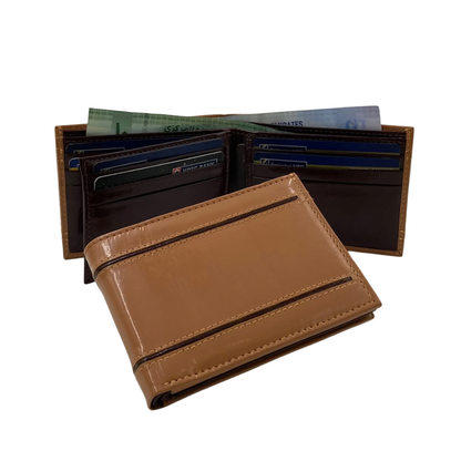 Classic Men's Waterproof Bifold Leather Wallet with Flip ID Window #1728 (D.L.)