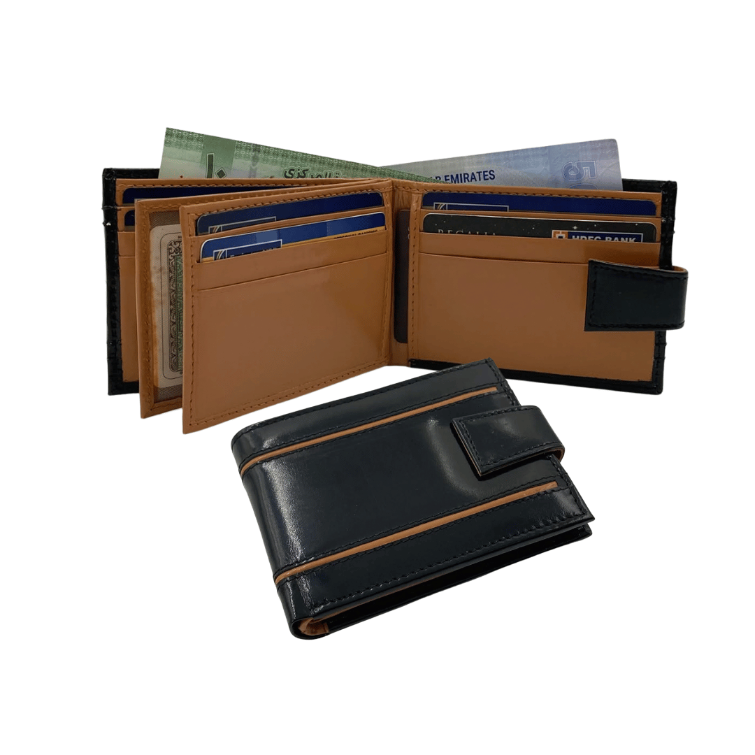 Classic Men's Waterproof Bifold Leather Wallet with Flip ID Window # 892L (D.L.)