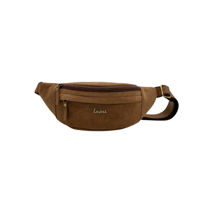Classic Leather Belt Bag with Three Zippers – Sling Bag for Men & Women ,Belt pouch, Leather Waist Bag  # 2179