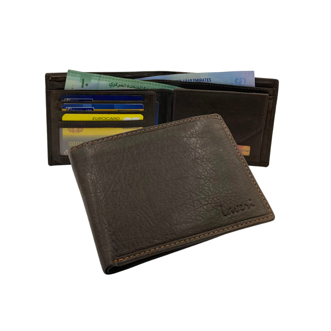 Mens Genuine Leather Mens wallet Leather Lined Bi fold Wallet For Men # 1357