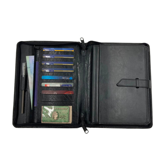 Ultra Light Slim Classic Leather A-5.FILE FOLDER-ZIP_BLK[KATA]