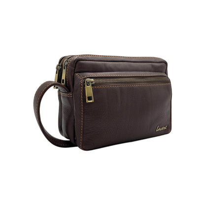 Hand Pouch, Wash Bag, Toiletry, Genuine Leather # 2040HN