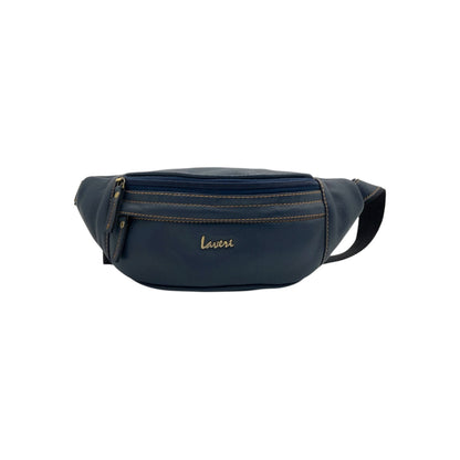 Classic Leather Belt Bag with Three Zippers – Sling Bag for Men & Women ,Belt pouch, Leather Waist Bag  # 2179