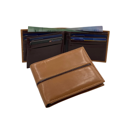 Classic Men's Waterproof Bifold Leather Wallet with Flip ID Window #1728