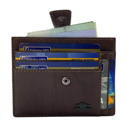 Slim Loop Lock Cards, Cash & Coins Holder Genuine Leather RFID # 4505NL