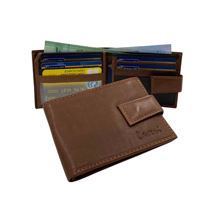Mens Genuine Leather Mens wallet Leather Lined Bi fold Wallet For Men # 1981L