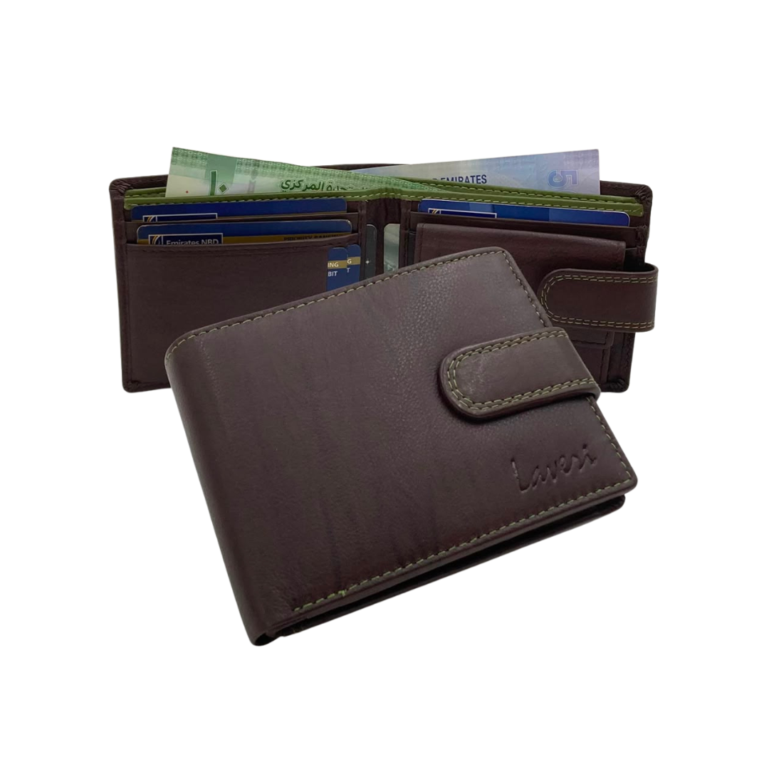 Mens Genuine Leather Mens wallet Leather Lined Bi fold Wallet For Men # 1250CL