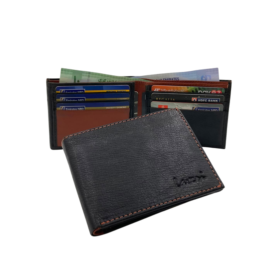 Antq, Smooth Leather Wallet Inside Leather Lining # 1426