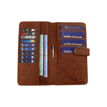 Vintage Premium Leather Family Passport Wallet # 1672L