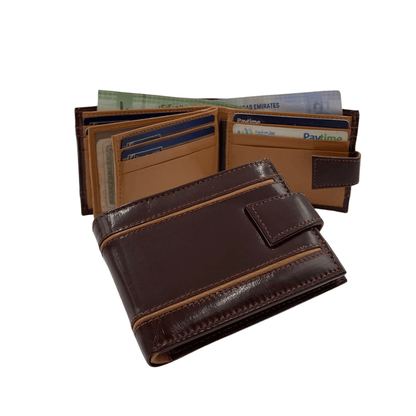 Classic Men's Waterproof Bifold Leather Wallet with Flip ID Window # 892L (D.L.)