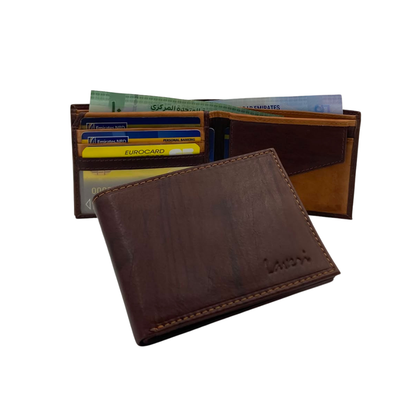 Mens Genuine Leather Mens wallet Leather Lined Bi fold Wallet For Men # 1981C