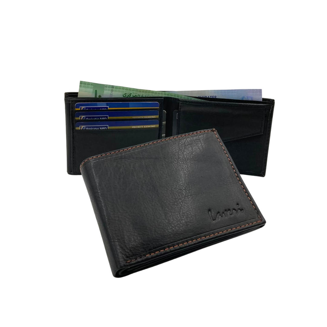 Mens Genuine Leather Mens wallet Leather Lined Bi fold Wallet For Men # 1426C