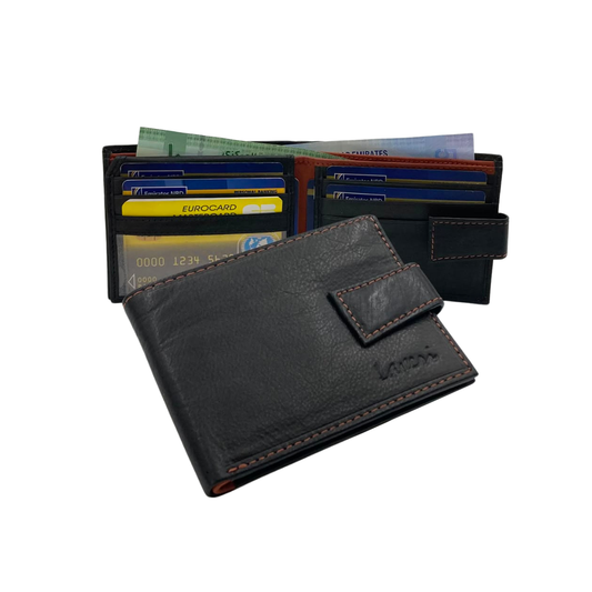 Mens Genuine Leather Mens wallet Leather Lined Bi fold Wallet For Men # 1981L